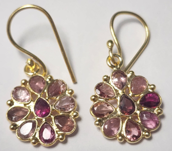 Silver Tourmaline Gold Plated Earrings