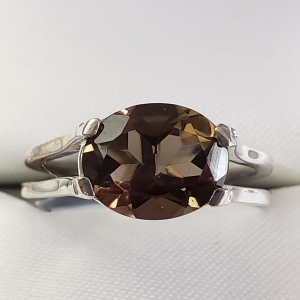 Silver Smokey Quartz(2ct) Ring