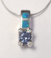 Silver Tanzanite and Opalite 16" Pendant