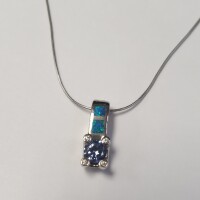 Silver Tanzanite and Opalite 16" Pendant - 2