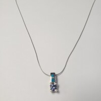 Silver Tanzanite and Opalite 16" Pendant - 3