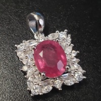 Silver Ruby Cubic Zurconia Pendant - 2