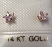 14K Pink Cubic Zurconia Earrings - 6