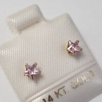 14K Pink Cubic Zurconia Earrings - 7