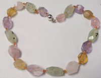 Silver Natural Citrine Amethyst Quartz and Apatite (480ct) Necklace