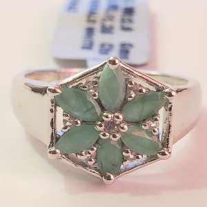 Silver Emerald White Topaz(1.35ct) Ring