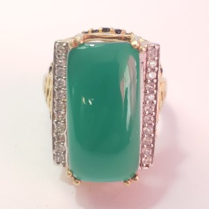 Silver Green Onyx Spinel Ring