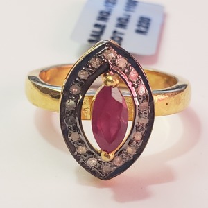 Silver Ruby Diamond Ring