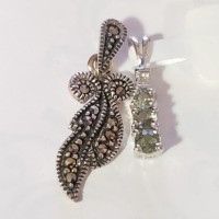 Silver Lot Of 2 Marcasite Topaz Pendant