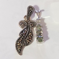 Silver Lot Of 2 Marcasite Topaz Pendant - 2