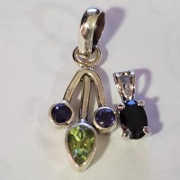 Silver Lot Of 2 Peridot Iolite Pendant - 2