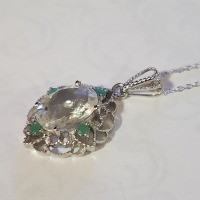 Silver Green Amethyst Emerald Necklace - 3