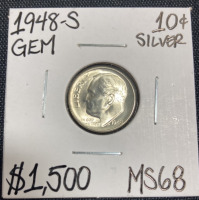 1948-S MS68 Gem Silver Roosevelt Dime