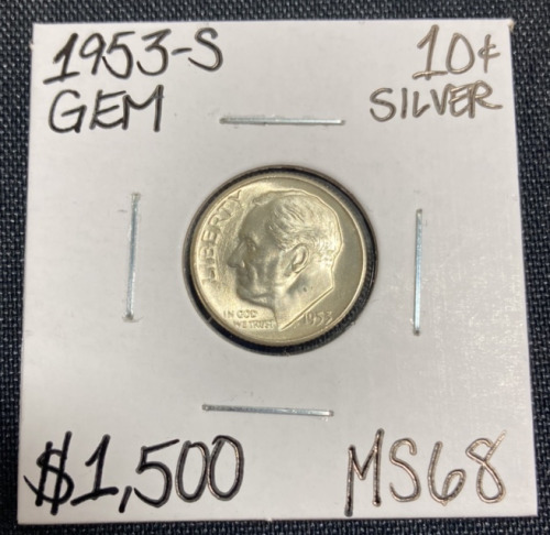 1953-S MS68 Gem Silver Roosevelt Dime