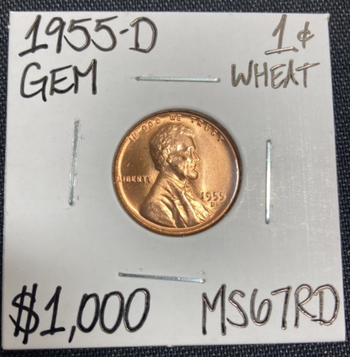 1955-D MS67RD Gem Wheat Copper Penny