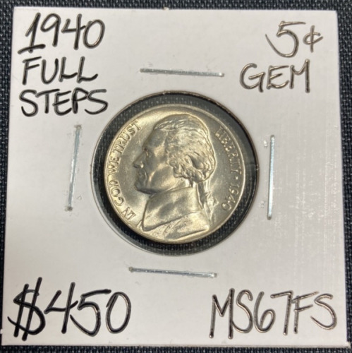 1940 MS67FS Full Steps Gem Jefferson Nickel