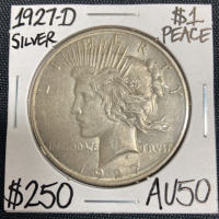 1927-D AU50 Peace Silver Dollar