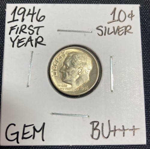 1946 Gem BU+++ 1st Year Silver Roosevelt Dime