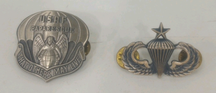 (1) Vintage Original USAF US Air Force Pararescue " That Others May Live" Badge (1) Vintage Original US Army Senior Airborne Paratrooper Badge