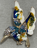 (1) Blue & White Humminbird Pin/Broach