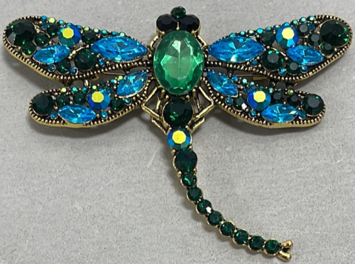 (1) Large Beautiful Jeweled Dragonfly Pin