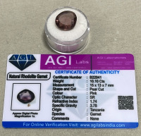 (1) 10.10ct Natural Rhodolite Garnet Pear Cut And Faceted, (1) 13.85ct Kunzite Cushion Cut And Faceted. Both W/ AGI Labs COA - 2