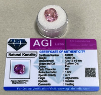 (1) 10.10ct Natural Rhodolite Garnet Pear Cut And Faceted, (1) 13.85ct Kunzite Cushion Cut And Faceted. Both W/ AGI Labs COA - 3