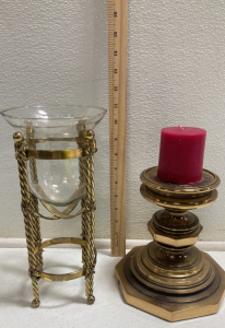 (2) Mismatched Brass Canlde Holders