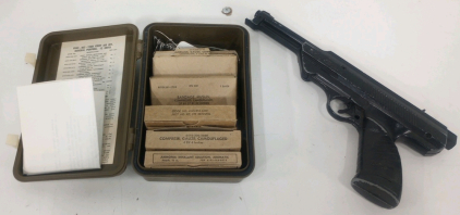 (1) Vintage 1970's US Military First Aid Kit With Contents (1) Vintage Daisy Pump Action Pistol BB Gun