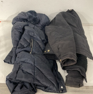 (1) Nine West Fur Lined Neck Jacket With Fur Hood, (1) Dickies Navy Blue Work Jacket Without Hood