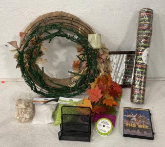 Lots Of Halloween And Fall Decorations For Indoors And Outdoors As Well As (1) Blessed Mini 9’’ Square Mirror, (1) The Wiz On DVD And More