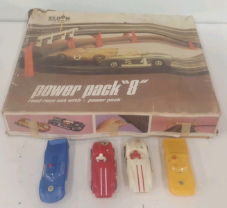 Vintage Eldon Power Pack "8" Electric Slot Car Track Set With Original Box!!