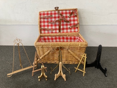 Picnic Basket and (7) Small Easels