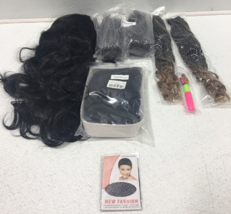 (2) Long Black Wigs, One Set Of Hair Braids