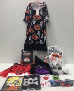 Halloween Decor, (2) Childrens Costumes, (1) Woman’s Halloweeen Shirt