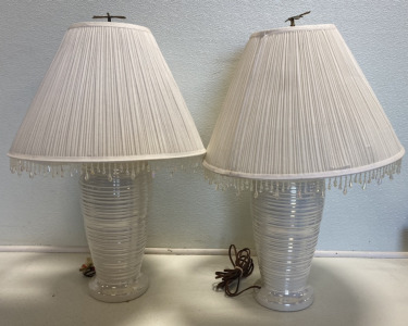 (2) Matching White Table Lamps w/ Shades