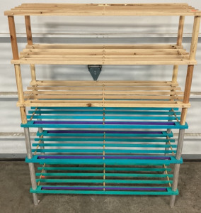 (2) Simple Wood Shoe Racks - (1) Painted, (1) Plain