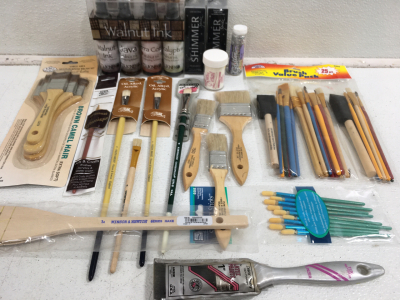 (1) 4pk Walnut Ink Antiquing Solutions (1) Contemporary Crafts 25pcs Brush Set & Much More!!