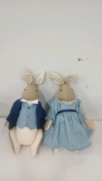 (2) Hometown Hare Plush Rabbits With Tags (1) Large Lot Of Fabric and Sewing Supplies - 3