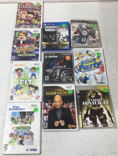 (10) Different Video Games Including PS4 Tom Clancy&rsquo;s RainbowSix Siece, Deca Sports For Wii, Madden 13 PS3, And More