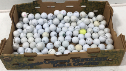 Lots Of Various White Golf Balls With 1 Yellow Golf Ball Noticable Brand Gallaway Golf V