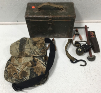 (1) Camo Hunting Bag With Metal Tool Box And Tools