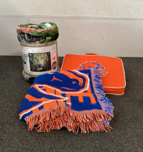 *FOOTBALL SEASON GEAR* BSU Seat Cushions (2), BSU Blanket, and Tiger Throw Blanket