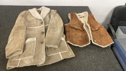 Leather Like Coat And Vest
