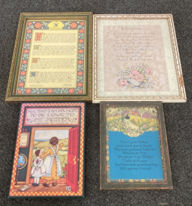 (3) Framed Motto Prints And Mary Engelbreit Plaque