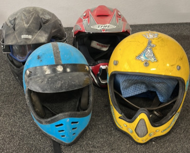 4 Riding Helmets TMS, THH and 2 Off Brand Helmets