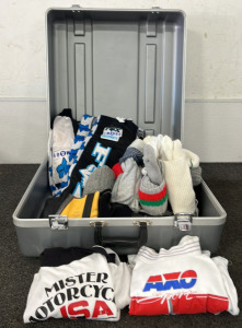 Grey Case, Fox Pants, Socks, Back Braces, Riding Pads and Shirts