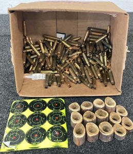 Mixed Brass Shell cases, Antler Pieces And Target Stickers