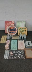 Country Feel Home decore - Metal signs, Metal letters P, G & M includes a 5x7 picture frame