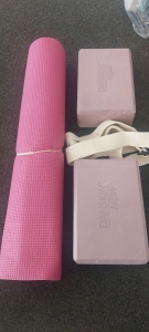 Yoga Mat with belt & blocks.